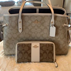 Coach Signature Drawstring Carryall Shoulder Bag